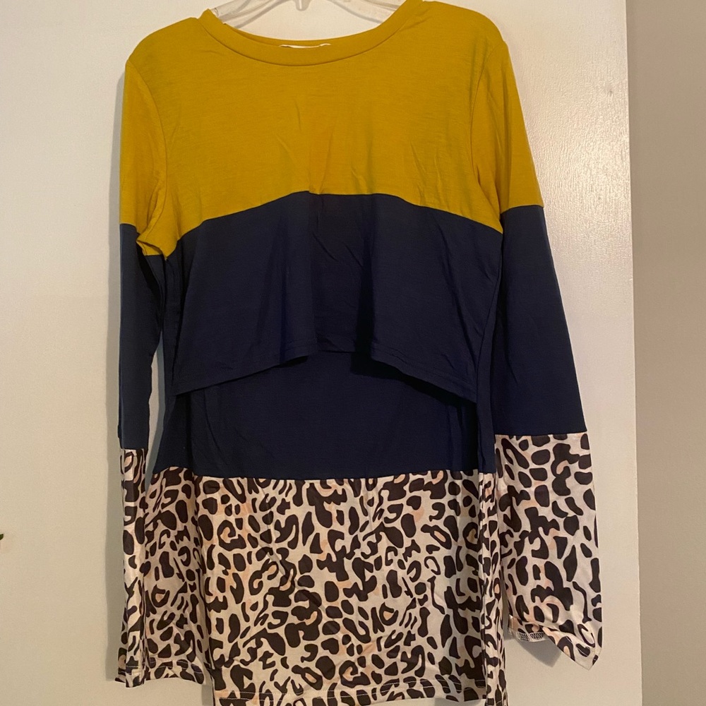 Nursing scoop neck long sleeve